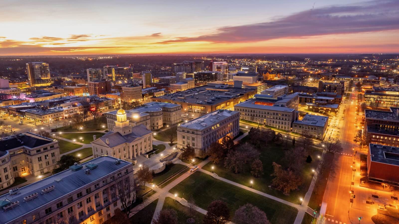 Aerial view of the Des Moines metro skyline
